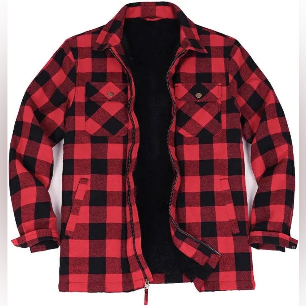 FOREVER 21 Buffalo Check Plaid Polar Fleece Utility Jacket Pockets Slim Crop